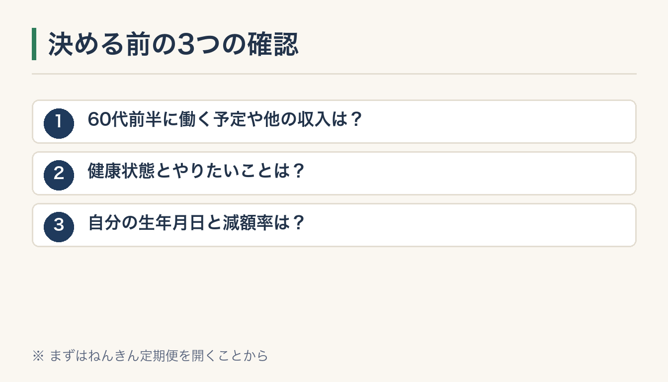 決める前の3つの確認の図解
