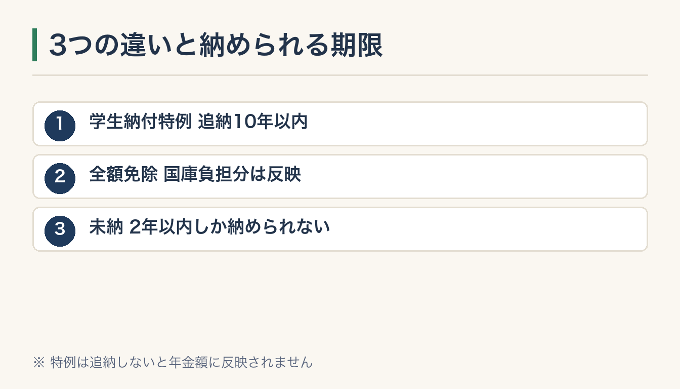 3つの違いと納められる期限の図解